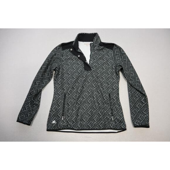 Adidas Fleece Golf Jacket Snap Neck Woven Performance Athletic Womens Sz Medium - Picture 6 of 10